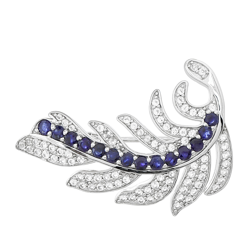 Alfinete de Prata com Safira da Tailândia e Topázio Branco  Contraste: Cabeca de Veado (800) 1 