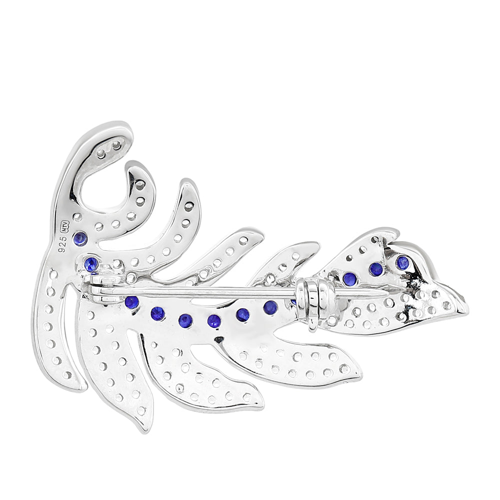 Alfinete de Prata com Safira da Tailândia e Topázio Branco  Contraste: Cabeca de Veado (800) 2 