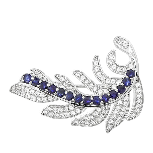 Alfinete de Prata com Safira da Tailândia e Topázio Branco  Contraste: Cabeca de Veado (800)