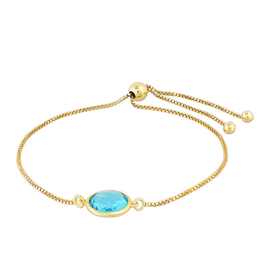 Pulseira de Prata com Banho de Ouro com Quartzo de Paraíba