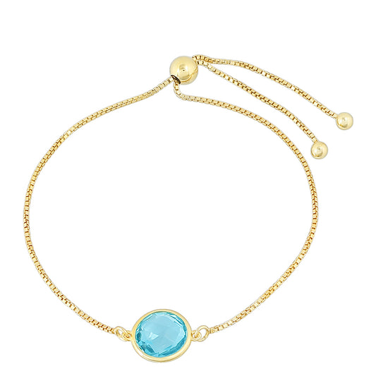 Pulseira de Prata com Banho de Ouro com Quartzo de Paraíba