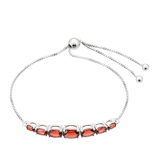 Pulseira de Prata com Granada  Contraste: Cabeca de Veado (800)