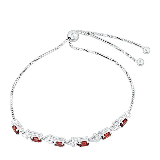 Pulseira de Prata com Granada e Topázio Branco  Contraste: Cabeca de Veado (800)