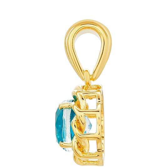 Pendente de Prata com Banho de Ouro com Quartzo de Paraíba