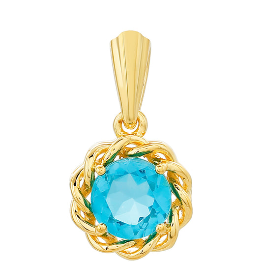 Pendente de Prata com Banho de Ouro com Quartzo de Paraíba