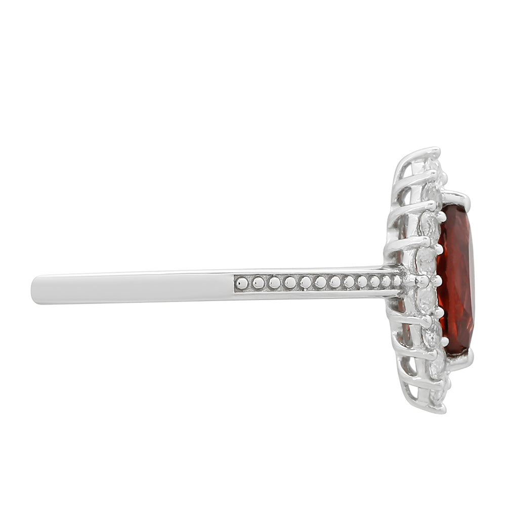 Anel de Prata com Granada e Topázio Branco 2 