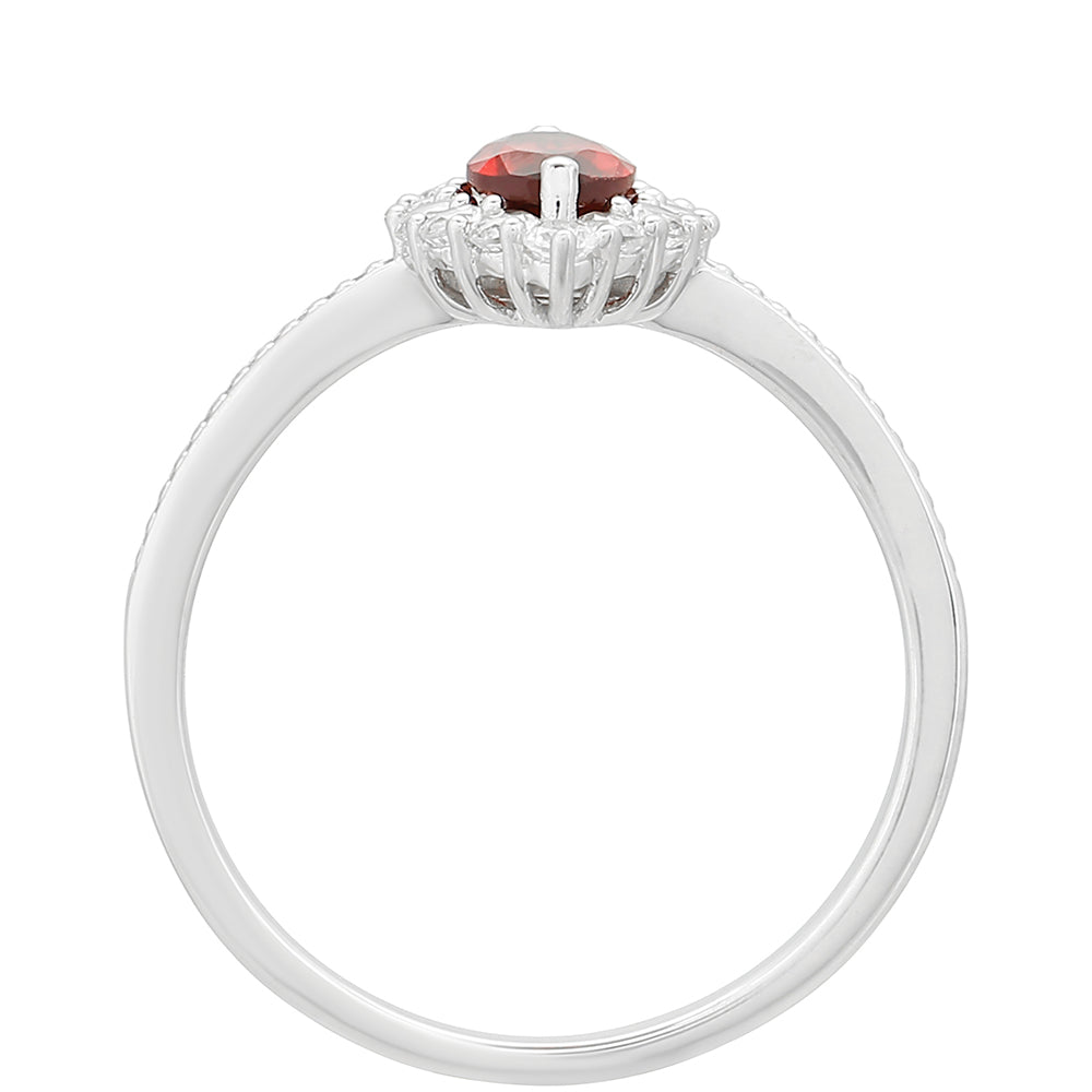 Anel de Prata com Granada e Topázio Branco 4 