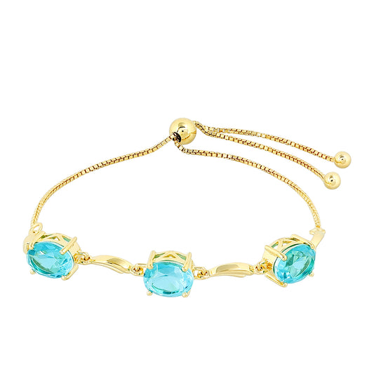 Pulseira de Prata com Banho de Ouro com Quartzo de Paraíba  Contraste: Cabeca de Veado (800)
