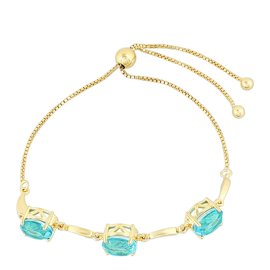 Pulseira de Prata com Banho de Ouro com Quartzo de Paraíba  Contraste: Cabeca de Veado (800)