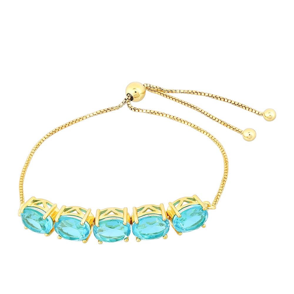 Pulseira de Prata com Banho de Ouro com Quartzo de Paraíba  Contraste: Cabeca de Veado (800) 1 