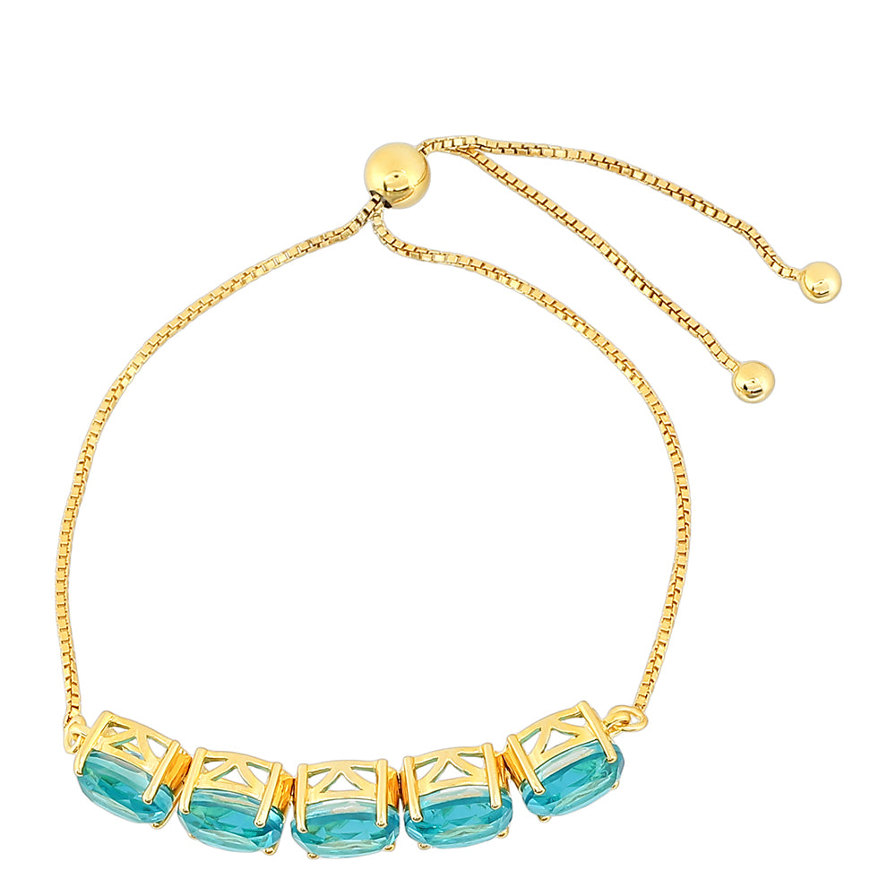 Pulseira de Prata com Banho de Ouro com Quartzo de Paraíba  Contraste: Cabeca de Veado (800) 2 