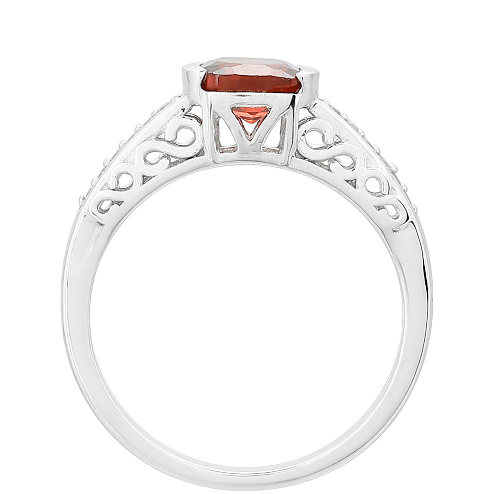 Anel de Prata com Granada e Topázio Branco