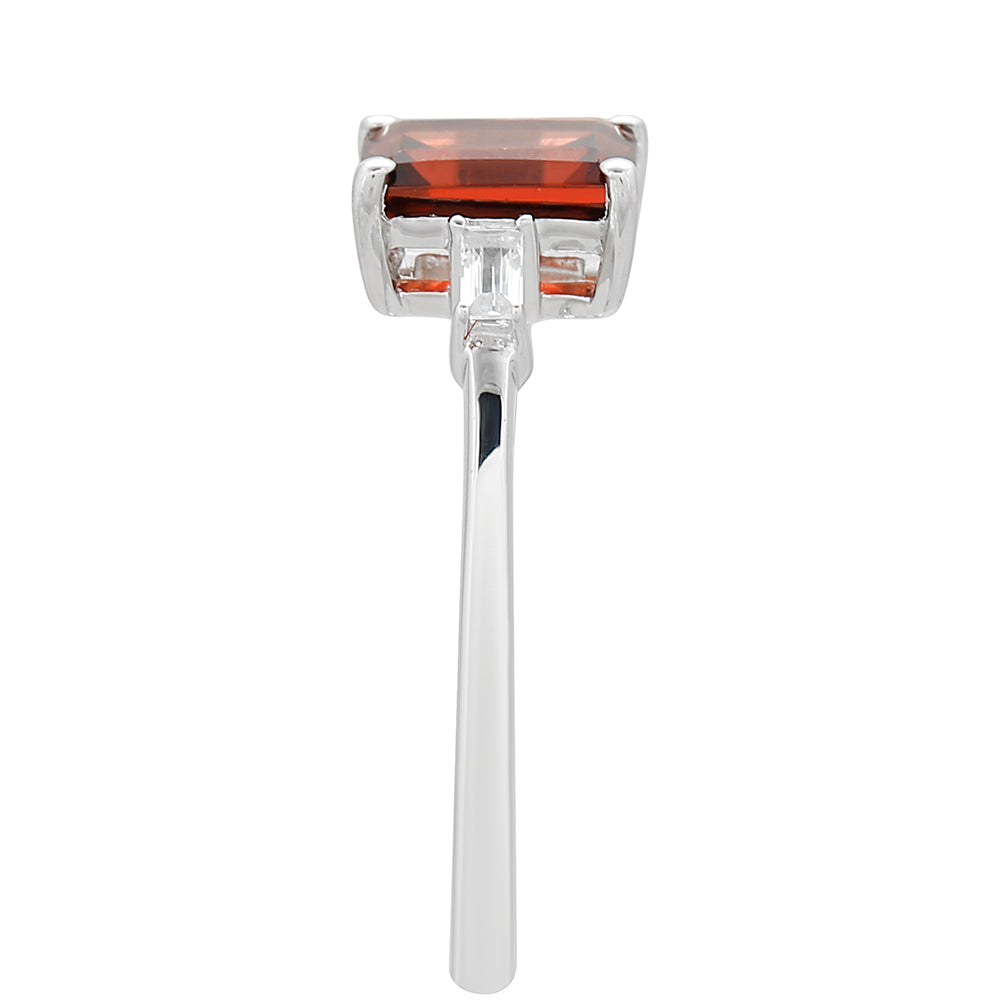 Anel de Prata com Granada e Topázio Branco 3 