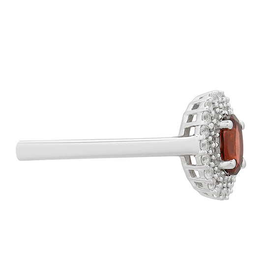 Anel de Prata com Granada e Topázio Branco