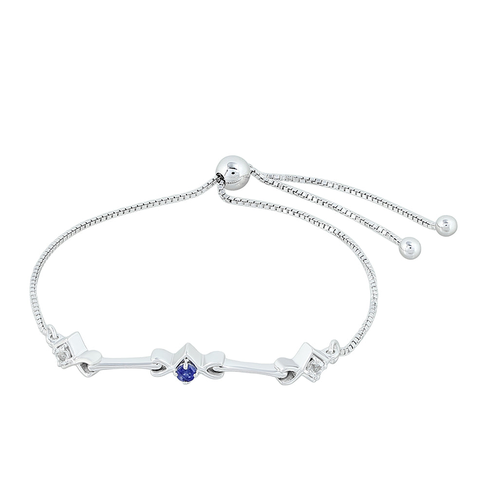 Pulseira de Prata com Safira da Tailândia e Topázio Branco  Contraste: Cabeca de Veado (800) 1 