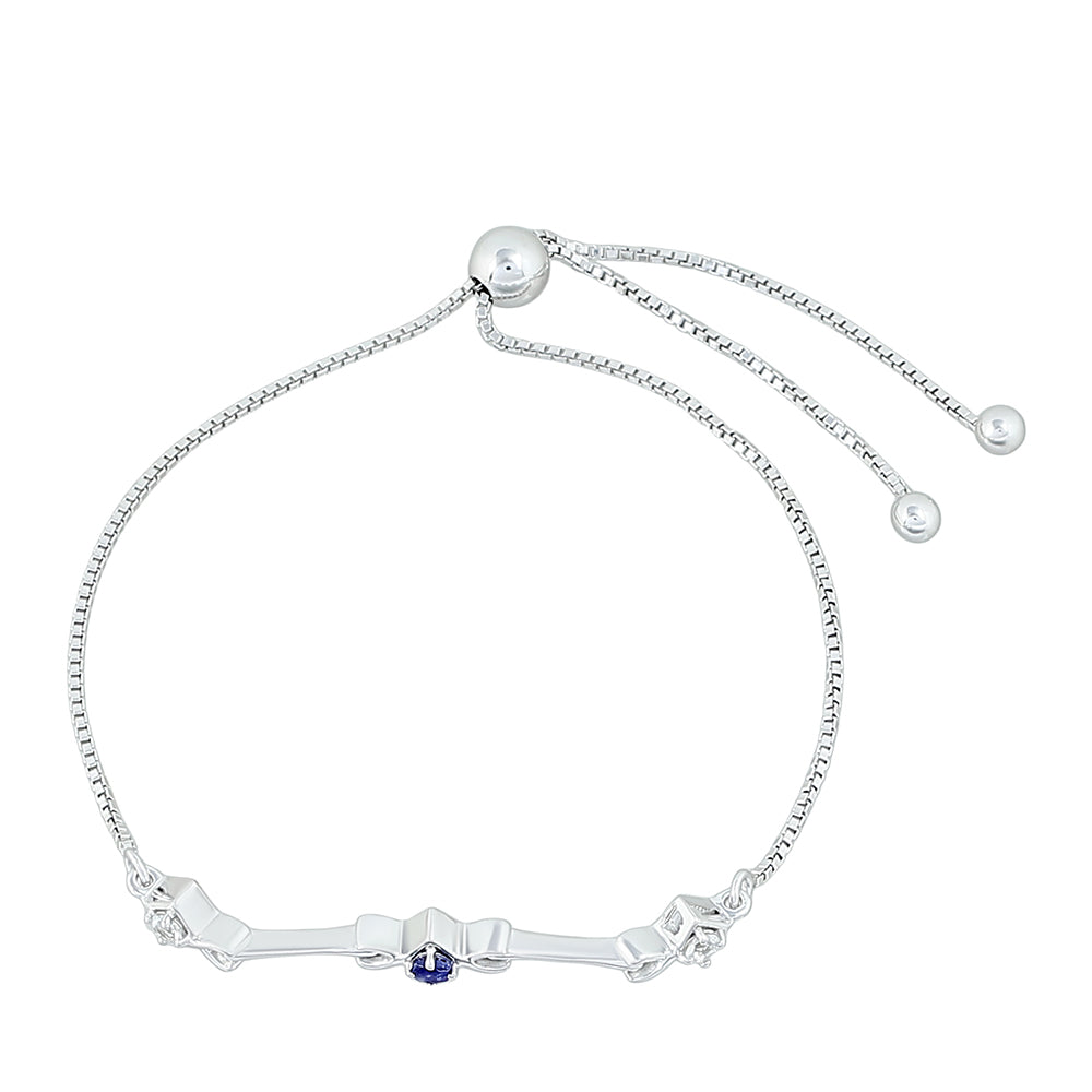 Pulseira de Prata com Safira da Tailândia e Topázio Branco  Contraste: Cabeca de Veado (800) 2 