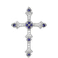 Cruz Pendente de Prata com Safira da Tailândia e Topázio Branco  Contraste: Cabeca de Veado (800)
