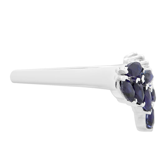 Anel de Prata com Safira da Tailândia e Topázio Branco