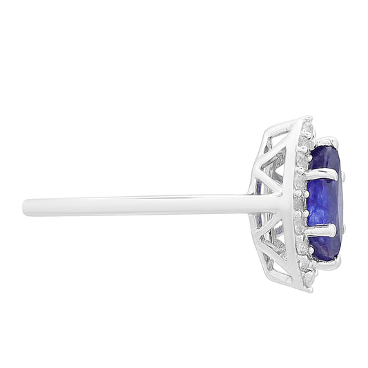 Anel de Prata com Safira da Tailândia e Topázio Branco