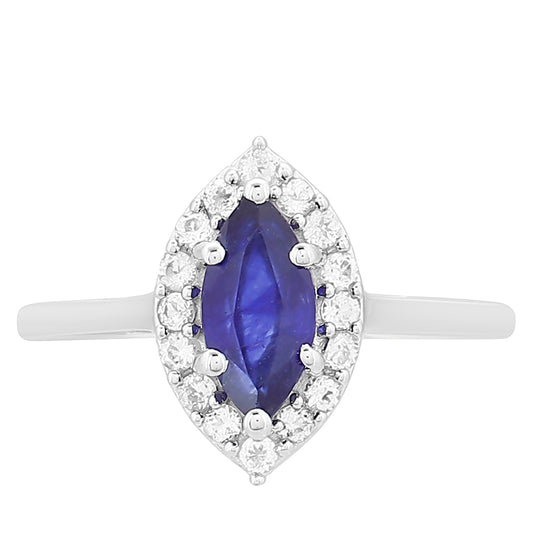 Anel de Prata com Safira da Tailândia e Topázio Branco