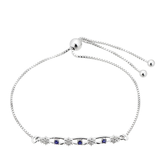 Pulseira de Prata com Safira da Tailândia e Topázio Branco  Contraste: Cabeca de Veado (800)