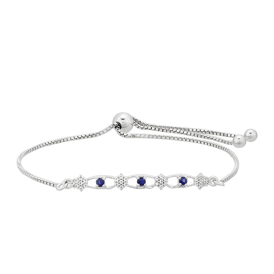 Pulseira de Prata com Safira da Tailândia e Topázio Branco  Contraste: Cabeca de Veado (800)