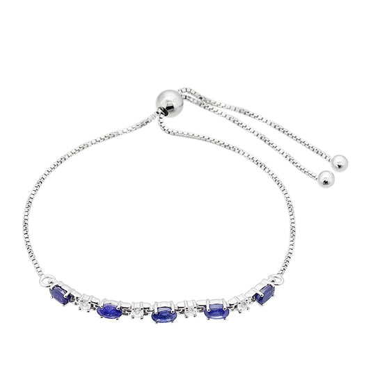 Pulseira de Prata com Safira da Tailândia e Topázio Branco  Contraste: Cabeca de Veado (800)
