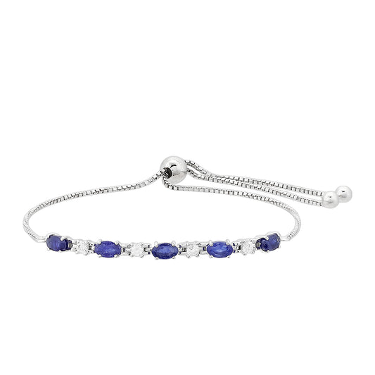 Pulseira de Prata com Safira da Tailândia e Topázio Branco  Contraste: Cabeca de Veado (800)