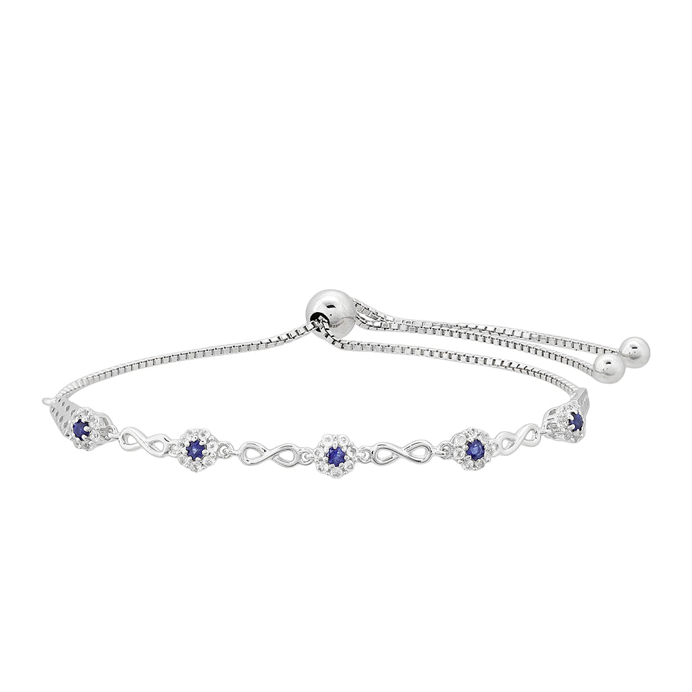 Pulseira de Prata com Safira da Tailândia e Topázio Branco  Contraste: Cabeca de Veado (800)