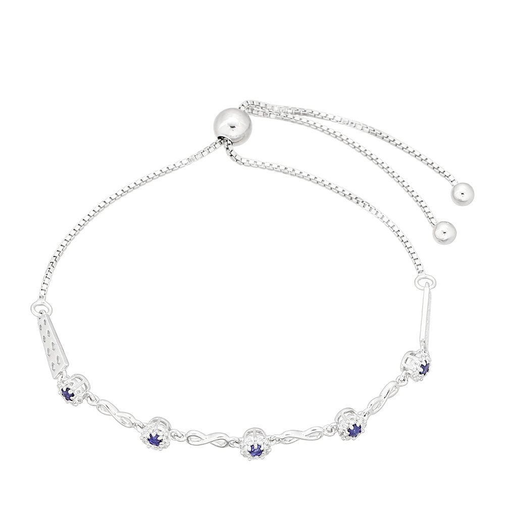 Pulseira de Prata com Safira da Tailândia e Topázio Branco  Contraste: Cabeca de Veado (800) 2 