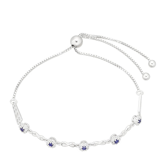 Pulseira de Prata com Safira da Tailândia e Topázio Branco  Contraste: Cabeca de Veado (800)