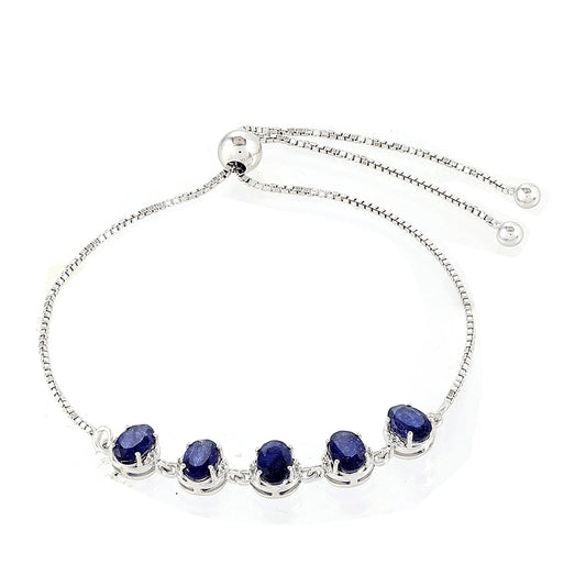 Pulseira de Prata com Safira da Tailândia e Topázio Branco  Contraste: Cabeca de Veado (800)