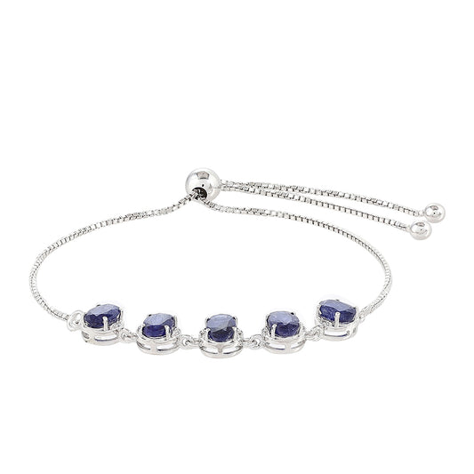 Pulseira de Prata com Safira da Tailândia e Topázio Branco  Contraste: Cabeca de Veado (800)