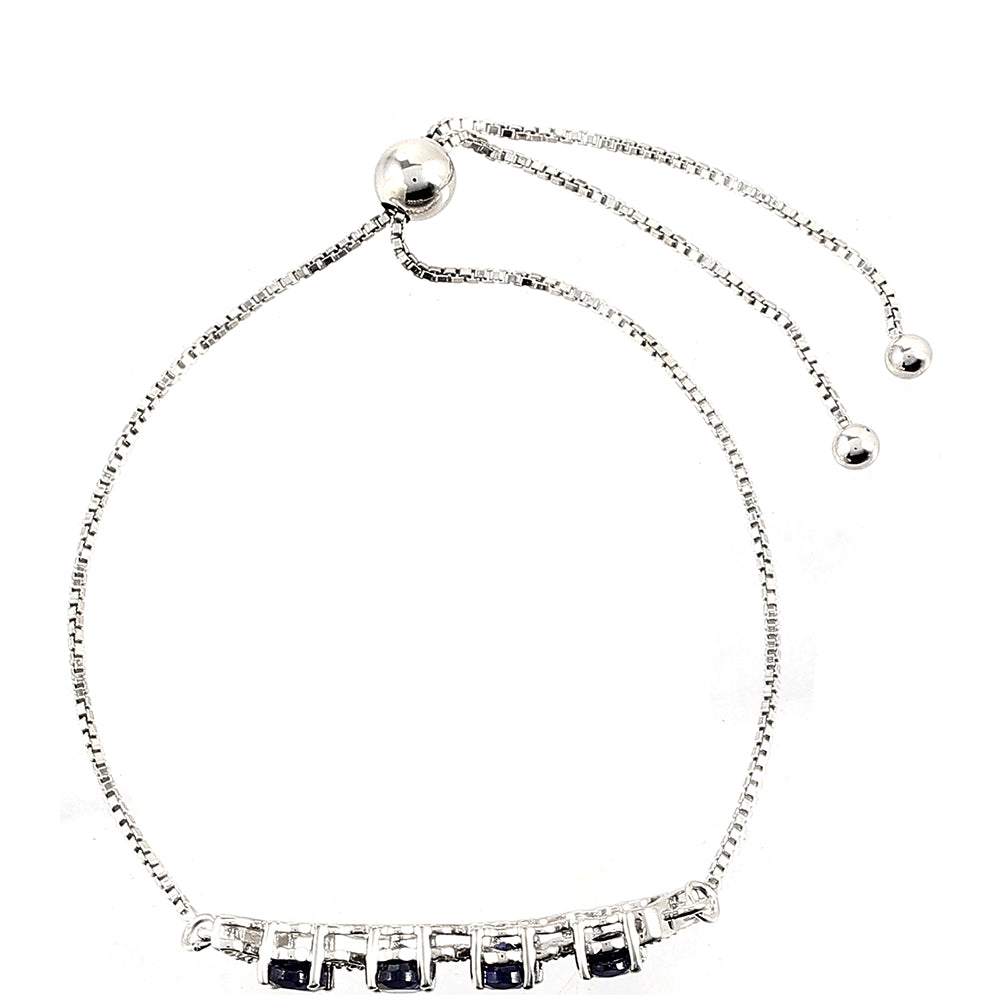 Pulseira de Prata com Safira da Tailândia e Topázio Branco  Contraste: Cabeca de Veado (800) 2 