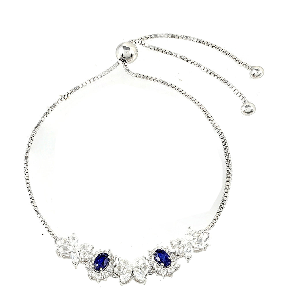 Pulseira de Prata com Safira da Tailândia e Topázio Branco  Contraste: Cabeca de Veado (800) 1 