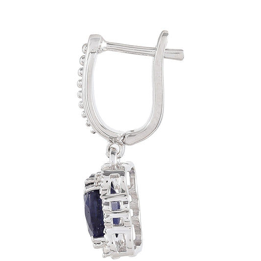 Brincos de Prata com Safira da Tailândia e Topázio Branco