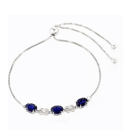 Pulseira de Prata com Safira da Tailândia e Topázio Branco  Contraste: Cabeca de Veado (800)