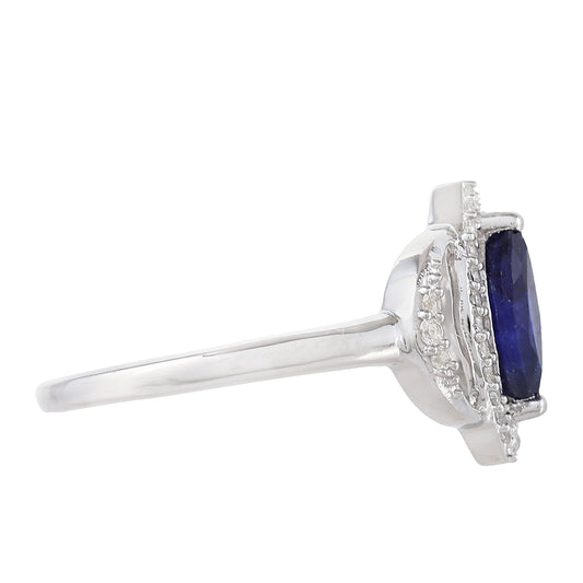 Anel de Prata com Safira da Tailândia e Topázio Branco