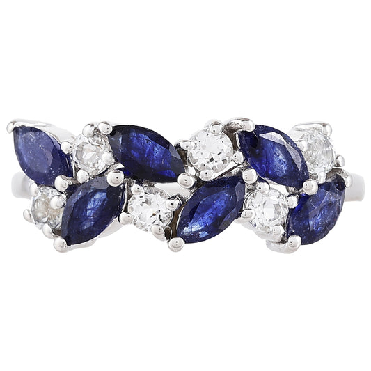 Anel de Prata com Safira da Tailândia e Topázio Branco