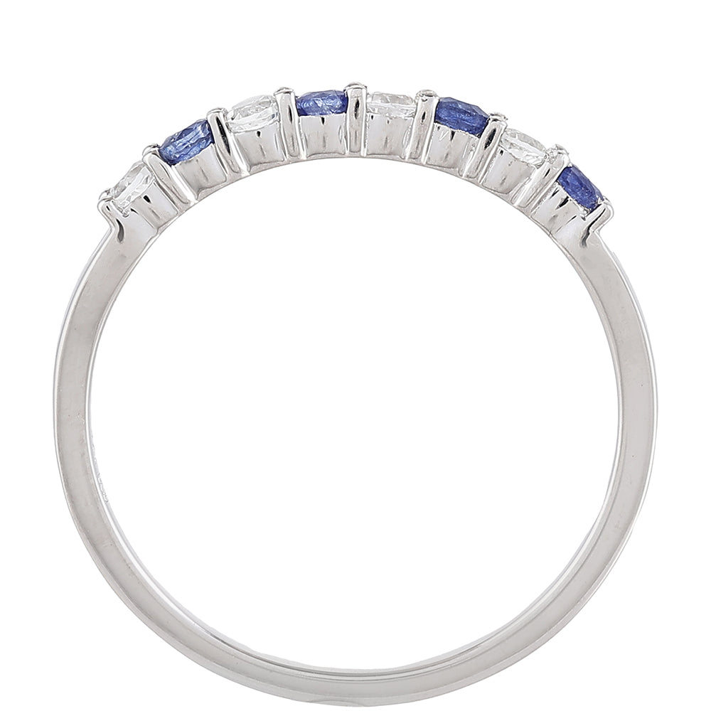 Anel de Prata com Safira da Tailândia e Topázio Branco