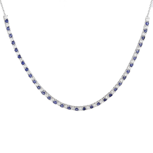 Colar de Prata com Safira da Tailândia e Topázio Branco  Contraste: Cabeca de Veado (800)