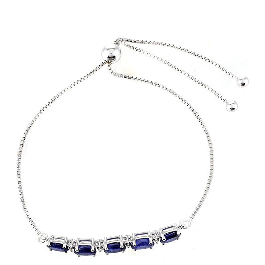 Pulseira de Prata com Safira da Tailândia e Topázio Branco  Contraste: Cabeca de Veado (800)