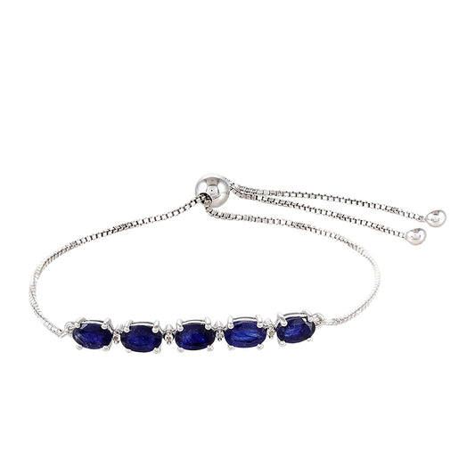 Pulseira de Prata com Safira da Tailândia e Topázio Branco  Contraste: Cabeca de Veado (800)
