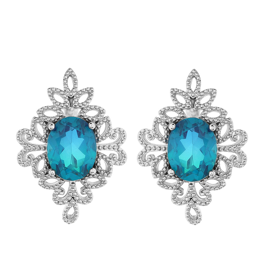 Brincos de Prata com Quartzo Pavão 1 