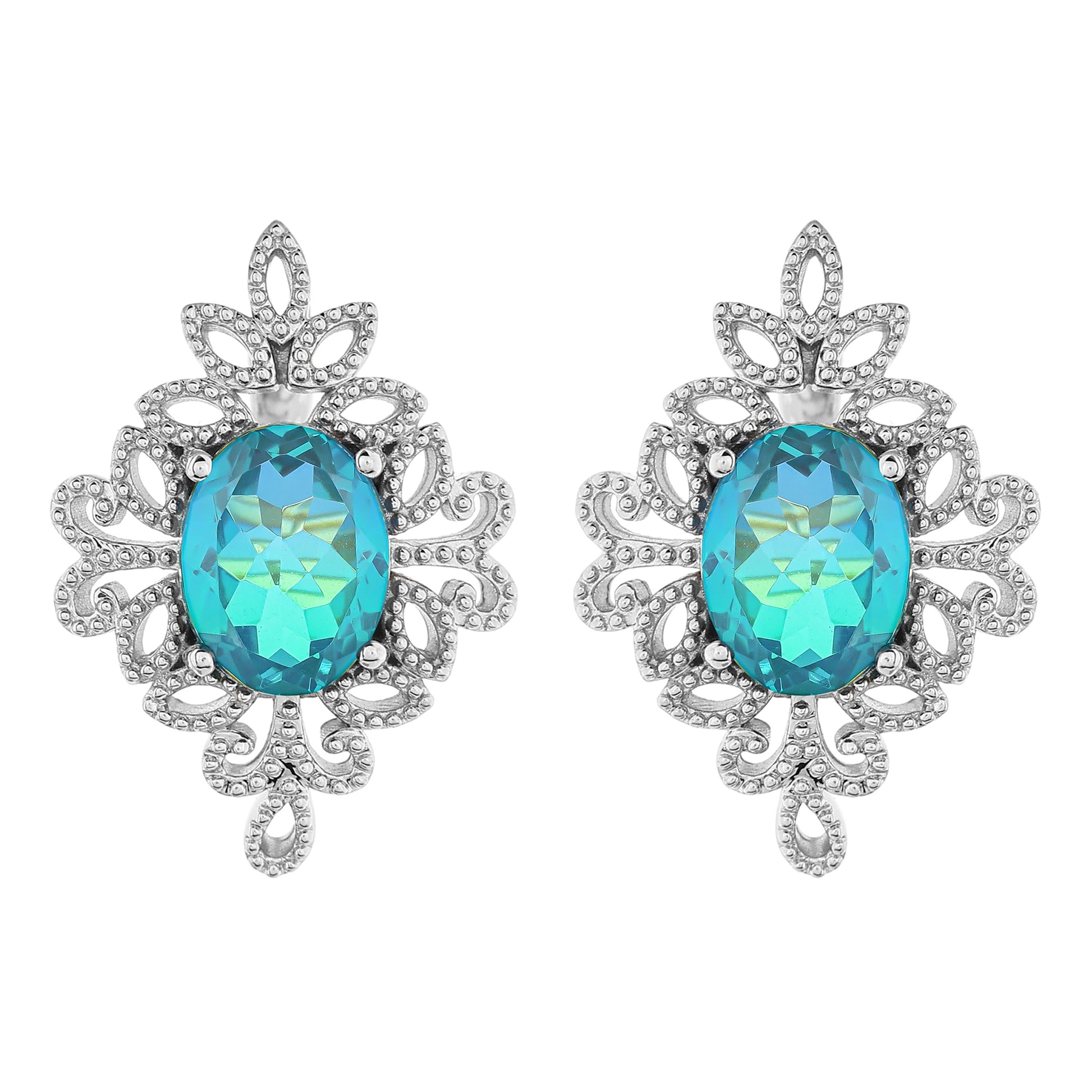 Brincos de Prata com Quartzo Pavão 4 