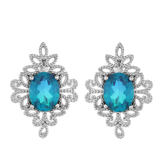 Brincos de Prata com Quartzo Pavão