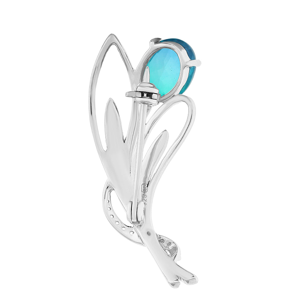 Alfinete de Prata com Quartzo Pavão e Topázio Branco  Contraste: Cabeca de Veado (800) 2 