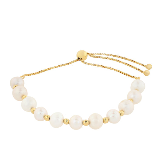 Pulseira de Prata com Banho de Ouro com Pérola Cultivada de Baroque