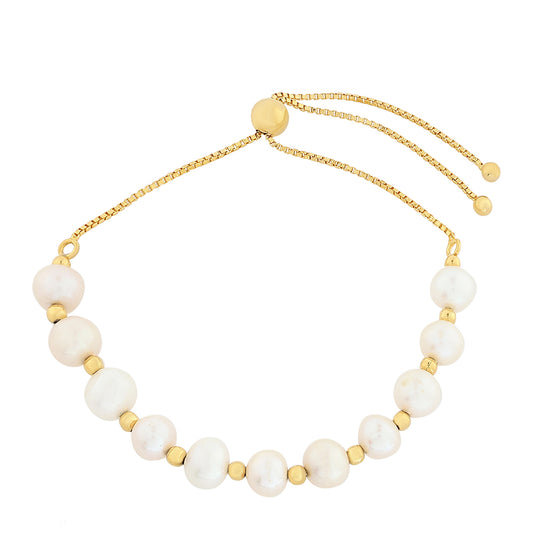 Pulseira de Prata com Banho de Ouro com Pérola Cultivada de Baroque
