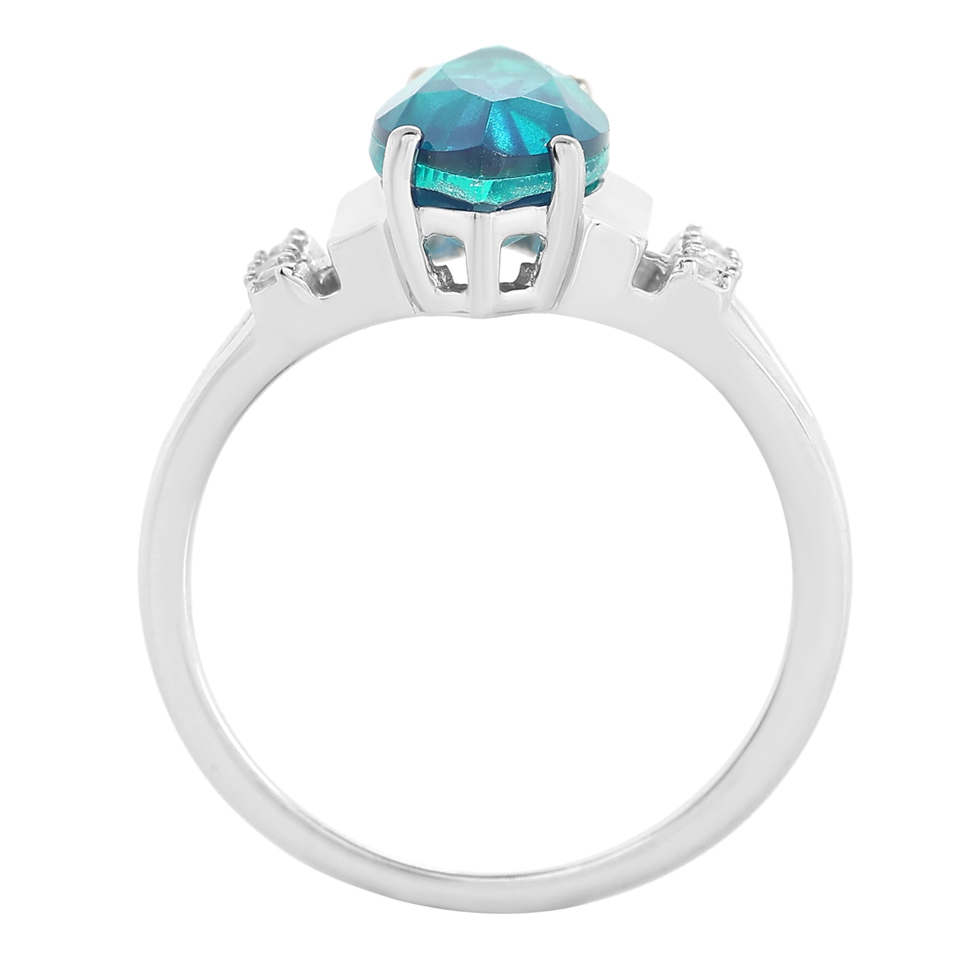 Anel de Prata com Quartzo Pavão e Topázio Branco  Contraste: Cabeca de Veado (800) 6 